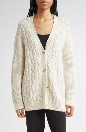 Vince Mixed Stitch Wool & Cashmere Blend Cardigan in Off White/Marzipan at Nordstrom Rack, Size X-Small
