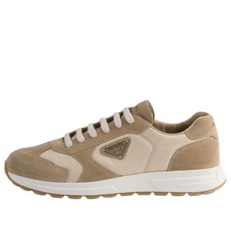 Prada SS26 Prax Suede and Re-Nylon Sneakers Desert Ivory 2EE455-LOW-F04CR