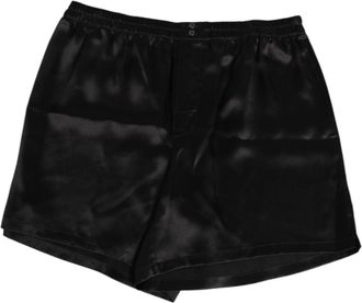 Dolce & Gabbana Zwarte Zijde Satijnen Elastic Men Boxer Short Zwemkleding
