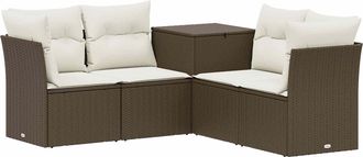 vidaXL Juego De Sof&aacute; 5 Uds. Marr&oacute;n Y Crema Blanca Vidaxl