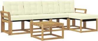 vidaXL Conjunto De Sof&aacute;s De Exterior 6 Uds. Blanco Y Crema Vidaxl