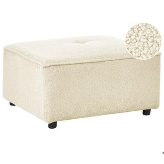 Beliani Otomana Rectangular De Boucl&eacute; Sala De Estar Estilo Moderno Blanco Crema Axebo