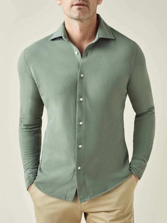 Luca Faloni Sage Green Siena Piqué Shirt