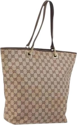 Gucci Pre-owned GG Canvas Tote Bag - Dames - Vintage Shopper - Bruin - ONE Size - Leer - Vintage