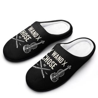 Generic Violin Violinist Music My Wand Chose Me Slippers Men Winter Warm Cotton Anti-Slip Indoor Slip-Ons House Shoes