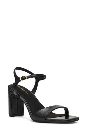 Anne Klein Beata Ankle Strap Sandal in Black Crinkle at Nordstrom, Size 9.5