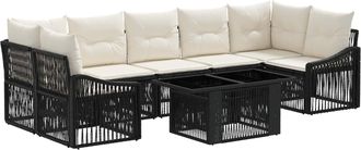 vidaXL Conjunto De Sof&aacute;s De Jard&iacute;n 8 Uds. Negro Y Blanco Crema Vidaxl