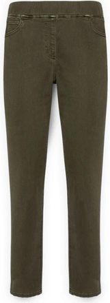 Elena Miro Slim-fit Katoenmix Keperbroek - Dames - Slim Fit Jeans - Groen - L - Katoen - Jeans