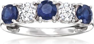 Ross-Simons Sapphire and. Lab-Grown Diamond Ring in 14kt White Gold