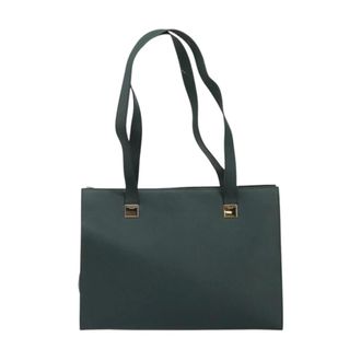 Celine Pre-owned Shoulder Bags, female, Green, Size: ONE SIZE Pre-owned Vintage Leather Tote Bag