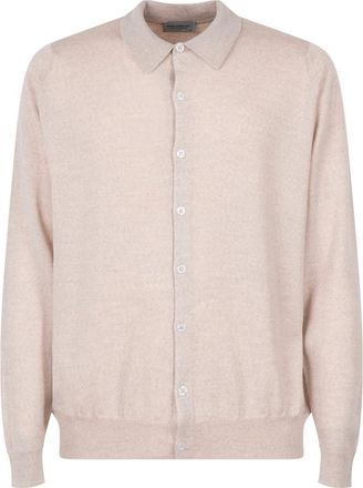 John Smedley Grey Polo Cardigan Sweater