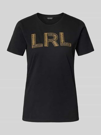 Lauren Ralph Lauren T-Shirt mit Stitching und Rundhalsausschnitt Modell KATLIN in Black, Gr&ouml;&szlig;e XL