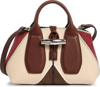Longchamp Roseau Extra Small Top Handle Crossbody Bag in Cream/Brandy at Nordstrom Rack