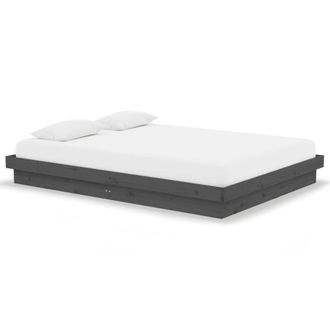 Berkfield Home Bed Frame Grey Solid Wood 135x190 cm Double