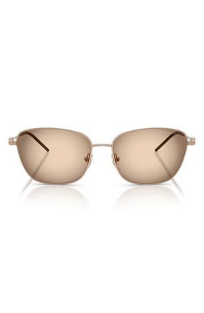 Emporio Armani 57mm Irregular Sunglasses in Shiny Rose Gold /Brown Grey at Nordstrom