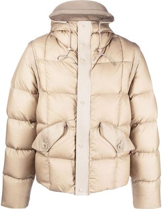 Ten c detachable-sleeve padded jacket - men - Polyamide/Polyamide/Cotton/Duck Down - 48 - Neutrals