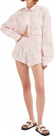 For Love & Lemons Kennedy Button Up Top In Pink