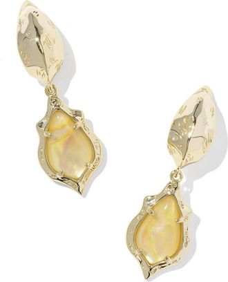 Kendra Scott Womens Adriana Scallop Frame Huggie Earrings In Gold / Yellow Iridescent Abalone