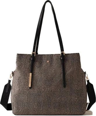Borbonese Natuurlijke/zwarte boodschappentas - Dames - Shoppers - Zwart - ONE Size - Tassen