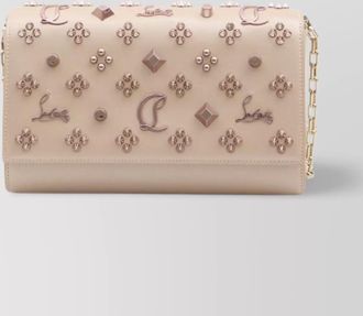 Christian Louboutin pearl nappa leather clutch with rose gold studs