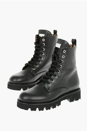Philipp Plein Star Studs Hammered Leather Combat Boots size 36