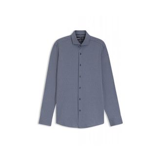 HUGO BOSS Slim-fit Bedrukte Performance-Stretch Jersey Shirt - Heren - Zakelijke Overhemden - Blauw - XL - Katoen - Overhemden