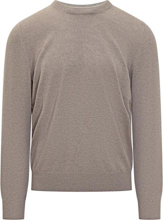Brunello Cucinelli Trui met ronde hals - Heren - Ronde hals truien - Grijs - 3XL - Kasjmier - Truien & Vesten