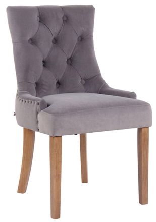 Clp Silla con patas de madera y asiento en terciopelo gris