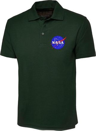Generic Naasa Space,Space Logo Polo Shirt, Science Astronaut Embroidered Polo Top (BottleGreen, XL, x_l)