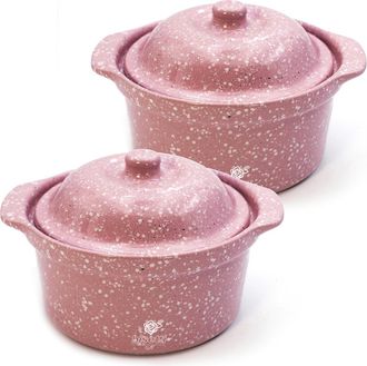Bisetti Stonerose high strength stoneware mini cocotte set 2 pieces