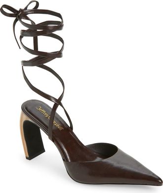 Jeffrey Campbell Accural Ankle Wrap Pointed Toe Pump in Coffee at Nordstrom, Size 5.5
