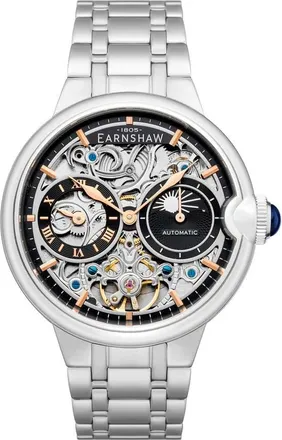 Earnshaw Barallier Sun Moon Dual Time Chronograph Automatic Black Dial Mens Watch ES-8242-22