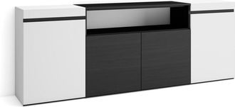 Skraut Home Aparador efecto madera blanco y negro 200x35x75cm