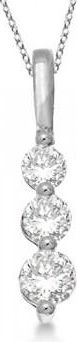 Allurez Three-Stone Graduated Diamond Pendant Necklace 14K White Gold (0.50ct)