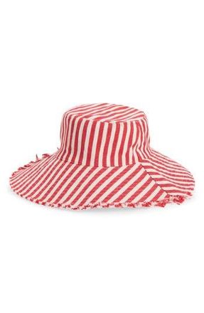 Treasure & Bond Frayed Edge Stripe Bucket Hat in Red- Ivory at Nordstrom Rack