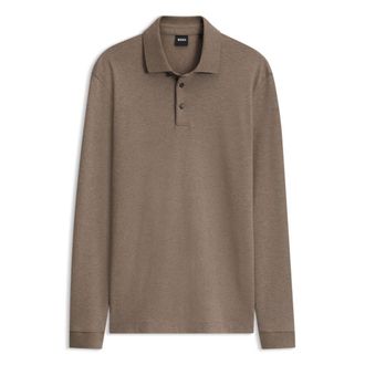 BOSS Long-sleeved polo shirt in interlock cotton with logo