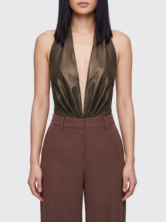 Andamane Slim Fit Off-The-Shoulder Top in Faux Leather