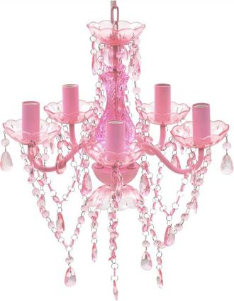vidaXL Crystal Light 5 Bulbs Pink Vidaxl