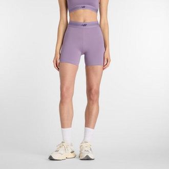 New Balance Donna AC Fitted Short 5 in Viola, Maglia di Poliestere, Taglia XS