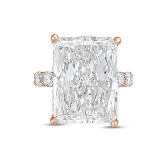 Diana M. Jewels 18kt rose gold 6ct lab grown Radiant Diamond Ring with Pav&eacute; Round Band