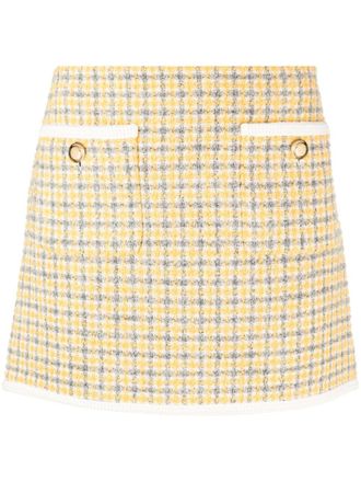 Miu Miu boucl&eacute; check-pattern miniskirt - Giallo