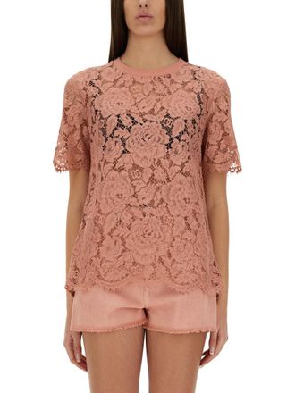 Dolce & Gabbana Womens Lace Top - Rose Gold Textile - Size EU 38 (Womens)