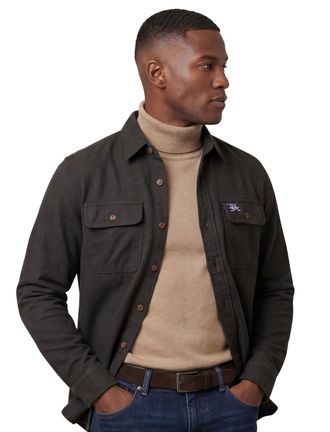 Superdry overshirt olijfgroen effen