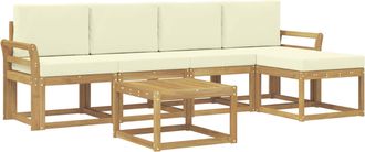 vidaXL Conjunto De Sof&aacute;s De Exterior 6 Uds. Blanco Y Crema Vidaxl