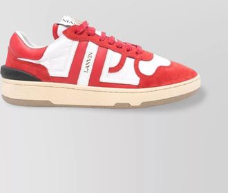 Lanvin panelled leather and suede sneakers