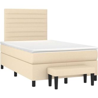 vidaXL Cama Box Spring Con Colch&oacute;n Tela Color Crema 120x190 Cm Vidaxl