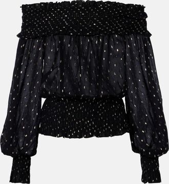 Self Portrait Top off-shoulder a pois