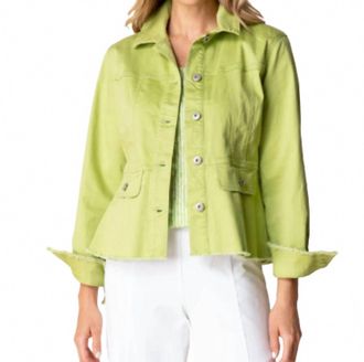 Habitat Stretch Denim Peplum Jacket In Leaf