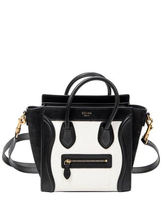 Celine Celine Black & White Calfskin Leather Nano Bicolor Luggage (Authentic Pre- Loved)