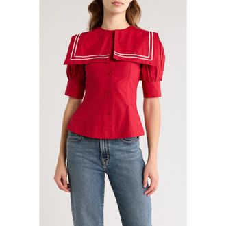 Damson Madder Keisha Organic Cotton Top in Red at Nordstrom, Size 6 Us